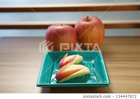 Rabbit apple on a plate Rabbit apple on a plate 134447872