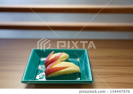 Rabbit apple on a plate Rabbit apple on a plate 134447876