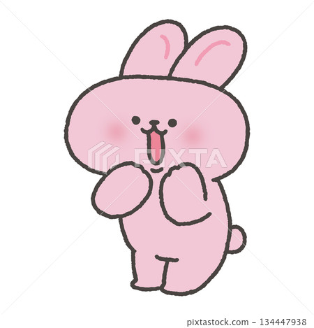 Cute rabbit screaming with joy 134447938