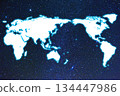 World map overlaid on starry sky 134447986