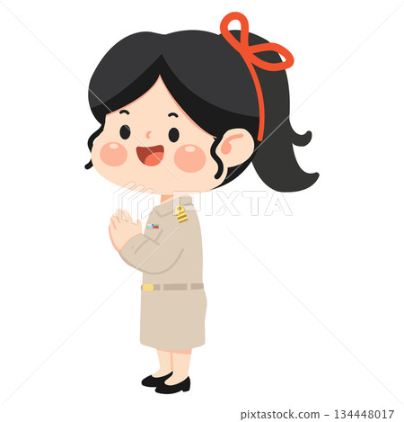 Illustration of Thai Teacher woman Greeting 134448017