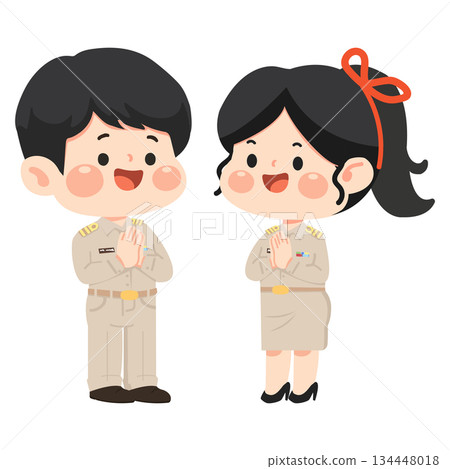 Cartoon Thai Government Officer Character Illustration 134448018