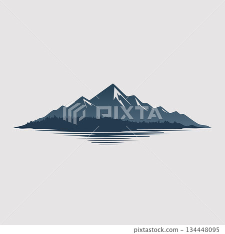 Serene mountain landscape with lake and forest 134448095