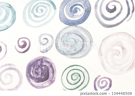 Abstract watercolor spirals pattern in soft pastel shades on white background Abstract watercolor spirals pattern in soft pastel shades on white background 134448509