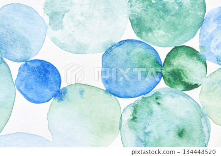 Abstract watercolor circles in blue and green with a soft textured background 134448520
