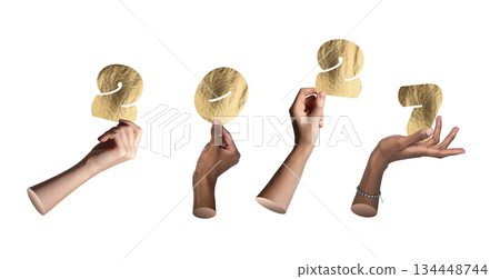 Human hands lifting metallic 2027 golden digits symbolizing festive celebration, isolated on white Human hands lifting metallic 2027 golden digits symbolizing festive celebration, isolated on white 134448744