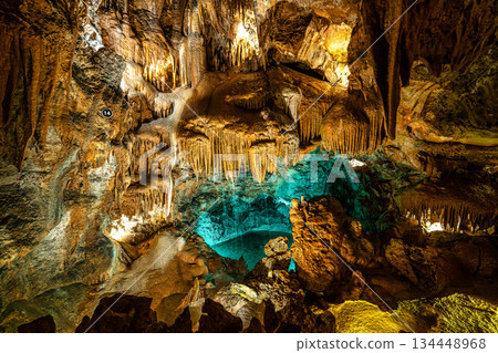 Mira de Aire Caves, Grutas de Mira de Aire at Leiria, Portugal. A set of limestone caves in Porto de Mos 134448968