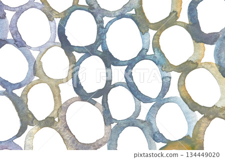 Abstract watercolor pattern with overlapping circles in earthy tones on white Abstract watercolor pattern with overlapping circles in earthy tones on white 134449020
