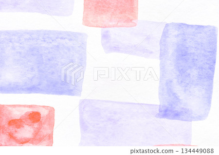 Abstract watercolor art with blue and red geometric shapes on white background Abstract watercolor art with blue and red geometric shapes on white background 134449088