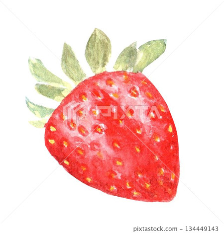 Isolate delicious aromatic strawberry berry hand drawn in watercolor on isolated background for menu design, advertising in bakery, confectionery, store, fabric, stickers, dessert decoration, baking. Isolate delicious aromatic strawberry berry hand drawn in watercolor on isolated background for menu design, advertising in bakery, confectionery, store, fabric, stickers, dessert decoration, baking. 134449143