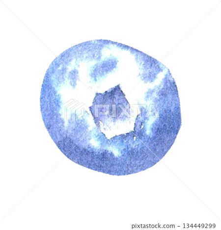 Isolate delicious aromatic blueberry hand drawn in watercolor on isolated background for menu design advertising in bakery, confectionery, store, fabric, stickers, dessert decoration, baking. 134449299