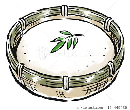 Zaru tofu and Oboro tofu, hand-drawn brush illustrations 134449486
