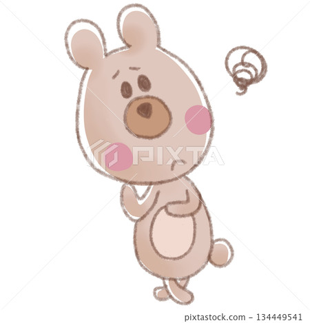 可愛人氣動物角色插畫素材【熊1】煩惱，煩惱，疑問，全身 134449541