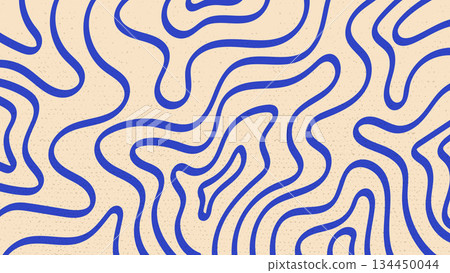 Abstract Topographic Blue Lines on Brown Grainy Background.Vector Illustration Abstract Topographic Blue Lines on Brown Grainy Background.Vector Illustration 134450044