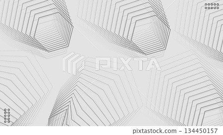 Elegant hexagones dashed lines pattern isolated on gray banner background illustration Elegant hexagones dashed lines pattern isolated on gray banner background illustration 134450157