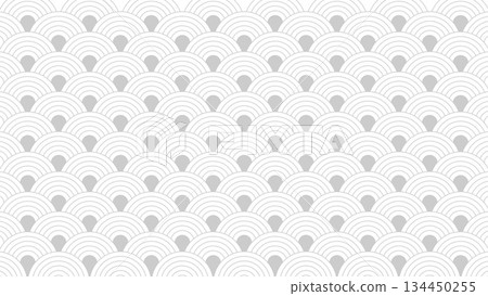 Chinese Wave Pattern Background Traditional Seigaiha Ornament Outline Minimal Monochromatic.Vector Pattern 134450255
