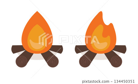 Doodle Flat Clipart Set of Burning Bonfires Campsite Element.Vector Illustration Doodle Flat Clipart Set of Burning Bonfires Campsite Element.Vector Illustration 134450351