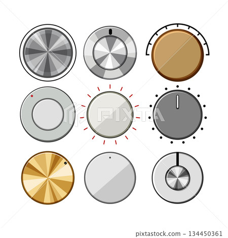 dial knob set cartoon vector illustration 134450361