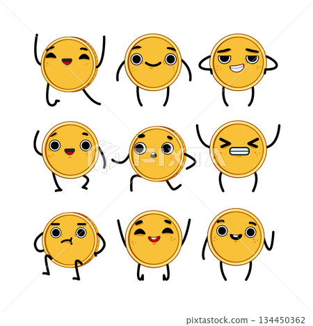 coin character set cartoon vector illustration 134450362