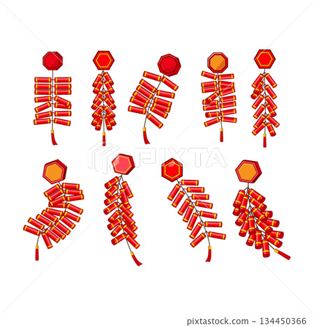 chinese firecracker set cartoon vector illustration chinese firecracker set cartoon vector illustration 134450366