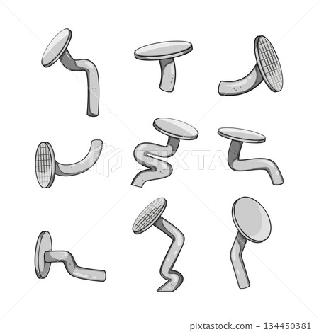 bent nail set cartoon vector illustration bent nail set cartoon vector illustration 134450381