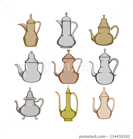 arabic tea pot set cartoon vector illustration arabic tea pot set cartoon vector illustration 134450382