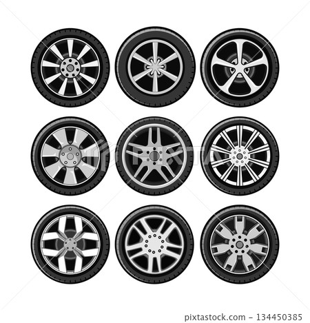 wheel car set cartoon vector illustration wheel car set cartoon vector illustration 134450385