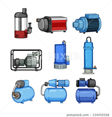 water pump set cartoon vector illustration water pump set cartoon vector illustration 134450388
