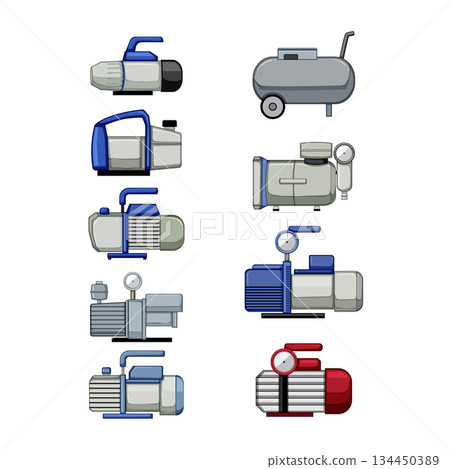 vacuum pump set cartoon vector illustration 134450389