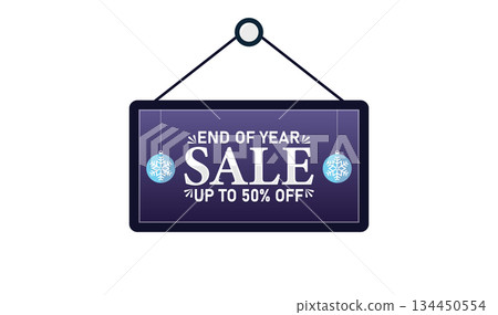 End of Year Sale Up to 50% Off Hanging Discount Banner 134450554
