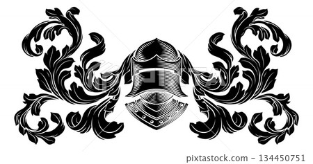Coat of Arms Crest Knight Helmet Heraldry Design Coat of Arms Crest Knight Helmet Heraldry Design 134450751
