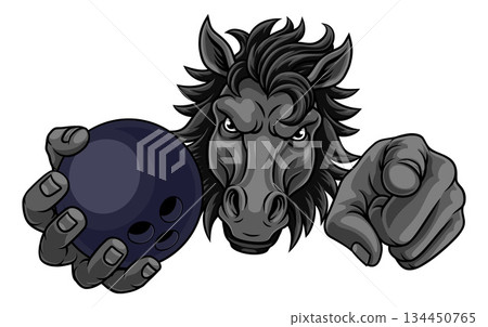 Horse Mustang Stallion Bowling Sports Team Mascot 134450765
