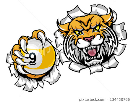 Wildcat Bobcat Lynx 9 Ball Nine Ball Pool Mascot Wildcat Bobcat Lynx 9 Ball Nine Ball Pool Mascot 134450766