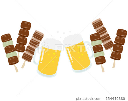 啤酒杯和烤雞串 134450880