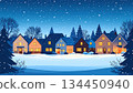 《AI Image》A residential area on a snowy night 《AI Image》A residential area on a snowy night 134450940