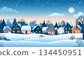 《AI Image》A residential area on a snowy night 《AI Image》A residential area on a snowy night 134450951