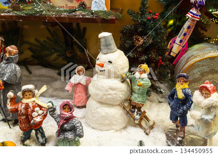 Traditional Christmas souvenir nutcrackers sold on Christmas market Traditional Christmas souvenir nutcrackers sold on Christmas market 134450955