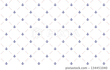 Diamond grid with ship anchor symbols connected by red, white, and blue dots Diamond grid with ship anchor symbols connected by red, white, and blue dots 134451040