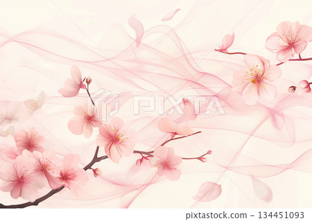 背景插圖以柔和的線條和櫻花為主題。 134451093