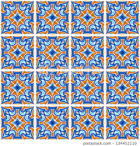 Talavera seamless pattern. Azulejos portugal. Turkish ornament. Moroccan tile mosaic. Spanish porcelain. Ceramic tile, folk print. Spanish pottery. Ethnic background. Talavera seamless pattern. Azulejos portugal. Turkish ornament. Moroccan tile mosaic. Spanish porcelain. Ceramic tile, folk print. Spanish pottery. Ethnic background. 134452110