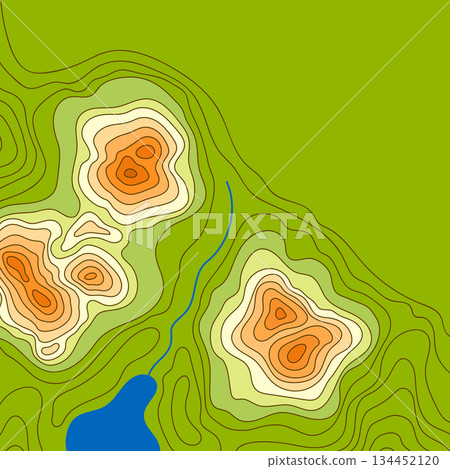 Abstract outline topographic contour map. Landscape geodesy topography map. Background with contour landscape. 134452120