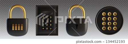 Combination lock set with black padlocks 134452193