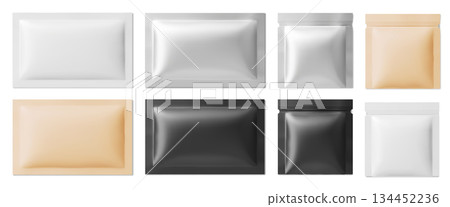 Sealed sachet mockups set isolated on white 134452236