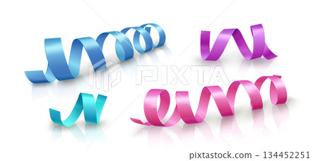 Colorful curly satin ribbons set - Stock Illustration [134452251] - PIXTA