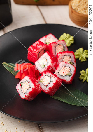 California sushi rolls with crab and tobiko 134452261