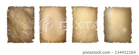 Worn vintage paper textures with torn edges Worn vintage paper textures with torn edges 134452264