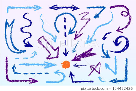 Hand drawn crayon arrow set Hand drawn crayon arrow set 134452426