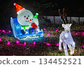 Illuminated Santa Claus figurines with reindeer and snowman 134452521
