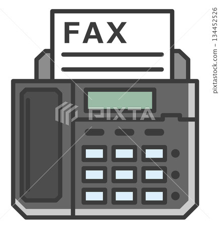 Illustration of a fax machine used for sending data and text for work 134452526