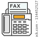 Illustration of a fax machine used for sending data and text for work 134452527